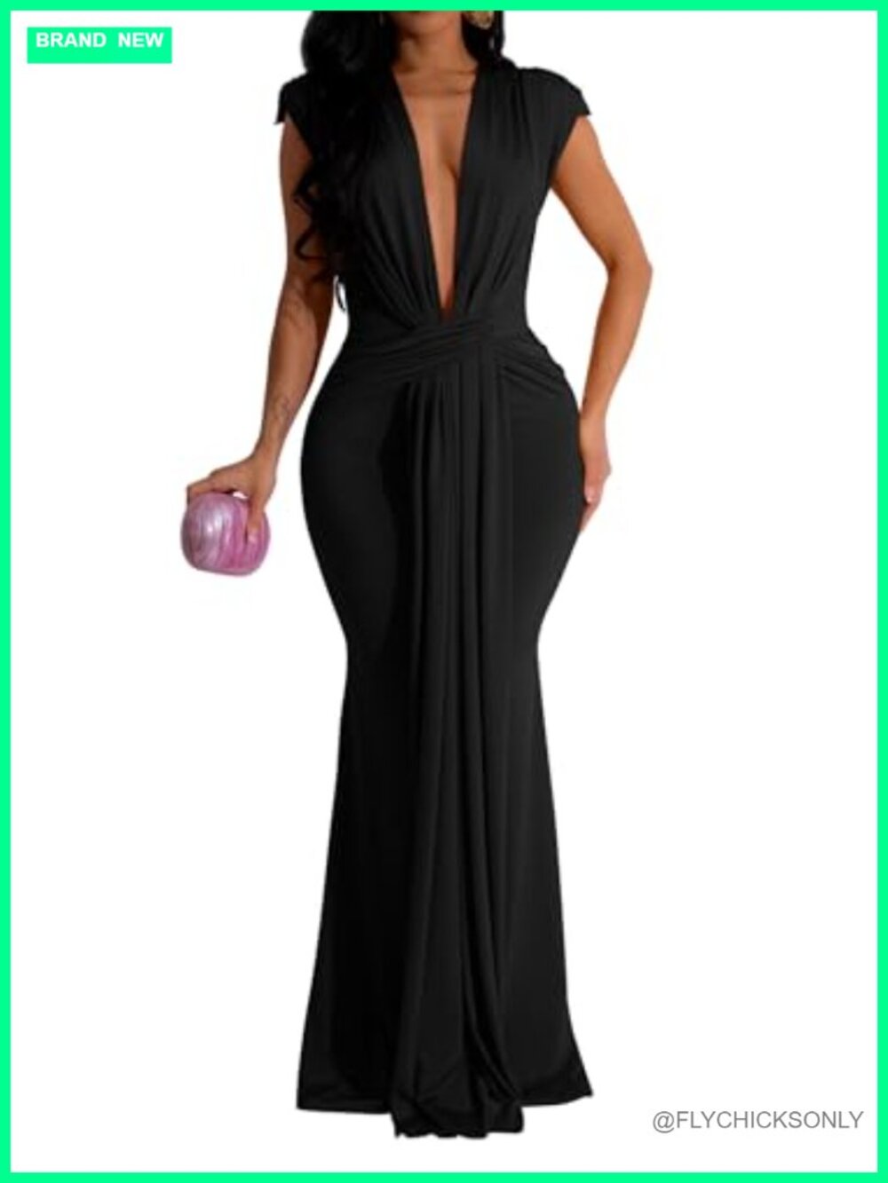 Sleeveless Deep V Neck Bodycon Maxi Evening Gown Party Dress